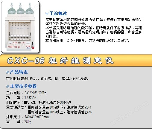CXC-06型<strong>粗纤维测定仪</strong>  粗纤维测试仪   粗纤维分析仪   粗纤维测量仪  粗纤维检测仪示例图1